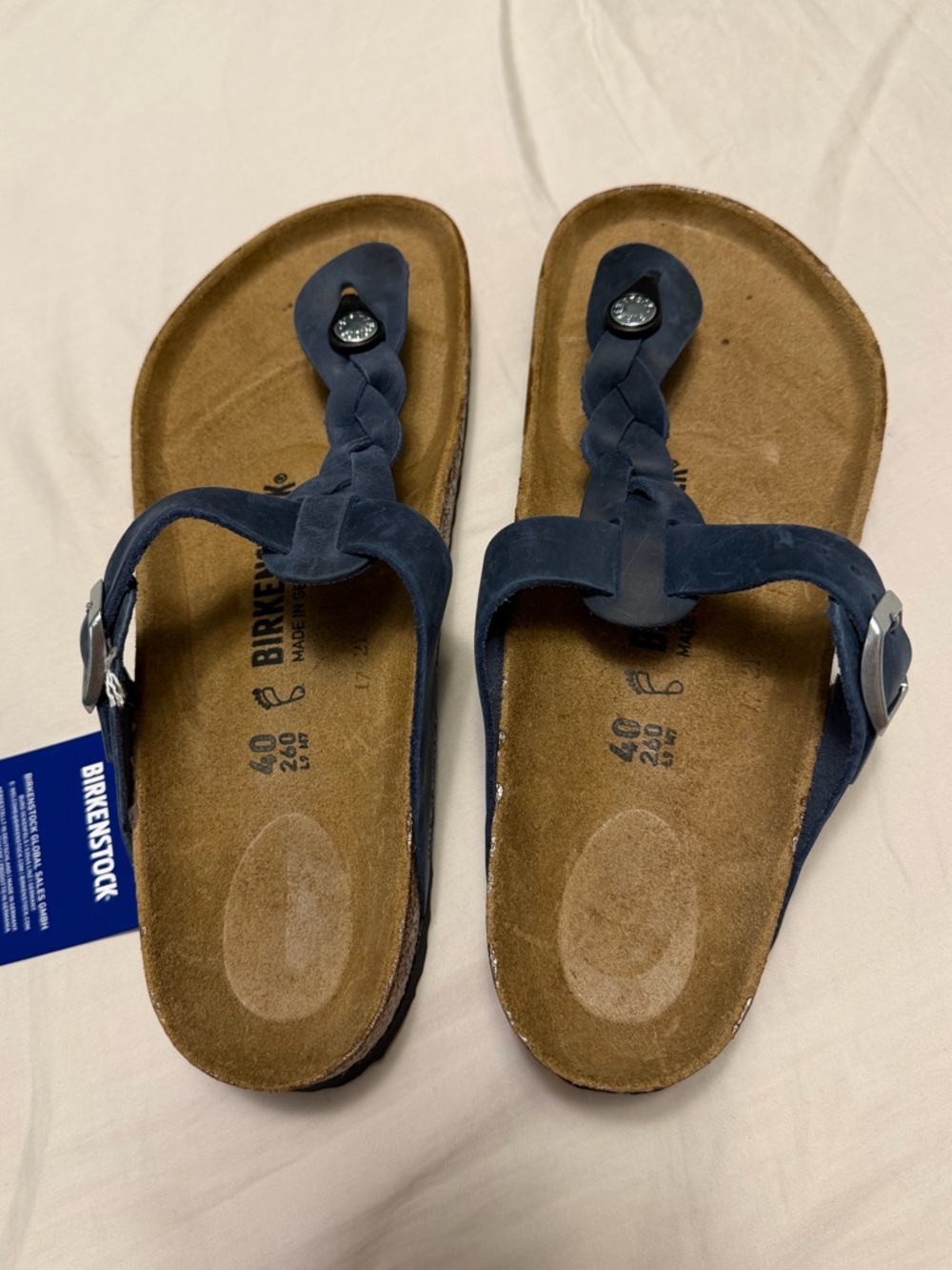 Birkenstock Navy Suede Braided Toe-Post Sandals